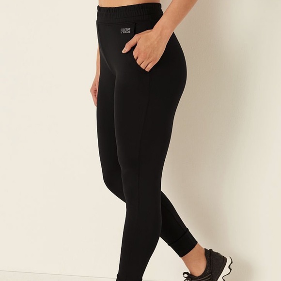 PINK Victoria’s Secret Black High Waisted Jogger Pants Size XS - Picture 2 of 16